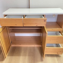 カントリー調　　ナチュラル オーク木目 食器棚 収納棚の画像