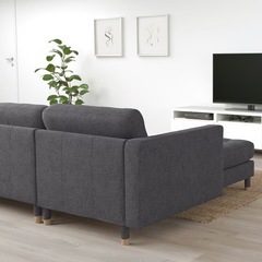イケヤLANDSKRONA ランズクローナ3人掛けソファ, 寝椅子付き/ジューパルプ ダークブルー/ウッドの画像