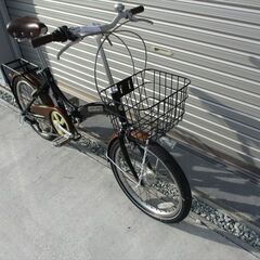 E497　★　10000円★　折りたたみ中古自転車　ブラック　LEDオートライト　６段【20インチ 】の画像