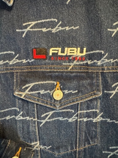FUBU ロゴ入りデニムジャケット XL
