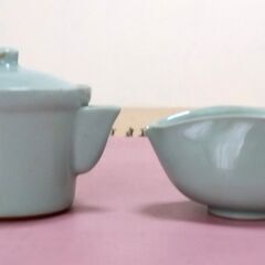 煎茶道具　青磁　宝瓶、湯冷ましセットの画像