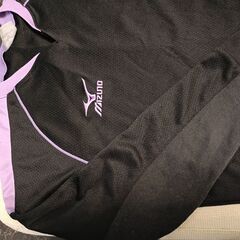 mizuno  長袖プラクティスシャツLBサイズ　黒×薄紫の画像
