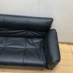  2人掛け ソファベッド リクライニング ブラック 合皮 コンパクト ソファ ソファーベッド ワンルーム 来客用 簡易ベッド　【糸島市内 送料無料】88142-5-020の画像