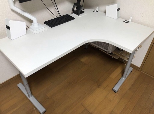 ニトリ　L字　デスク　ホワイト　オフィステーブル