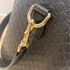 グッチ 【GUCCI】 マイクログッチッシマ レザー ボストンバッグ ブラック GGカーフスキン 2WAYショルダーバッグ ハンドバッグの画像