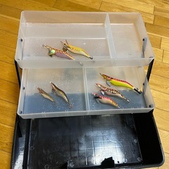 アオリイカのエギとボックスの画像