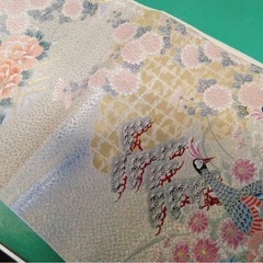 ● D バッキンガム宮殿 本金箔 二重織 孔雀花鳥屏風絵巻 青銅箔九百錦 明綴 さざ波 金繍 純金箔 使用 袋帯 刺繍 正絹 逸品 高級 帯 まとめ 5点セット ③の画像