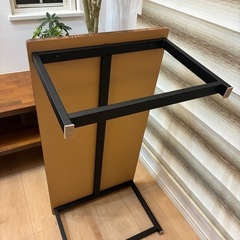 ローテーブル 木製天板 × アイアン脚 幅90cm 高さ38cm シンプルモダンの画像