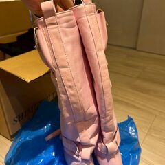 K-POP風 ピンクブーツ 23.5cmの画像