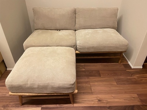 モモナチュラル2Pソファ＋オットマン（ベージュ）