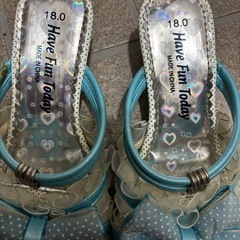 水色リボンサンダル　サイズ18cmの画像