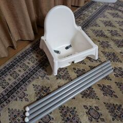美品 IKEA アンティロープ ハイチェア 安全ベルト付き ベビーチェア ホワイト/シルバーの画像