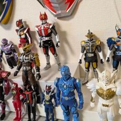 平成・昭和ライダー戦隊　可動フィギュア　ソフビ計38体とお面3個の画像
