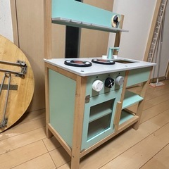 女の子おままごと木製キッチン(ミントグリーン)の画像