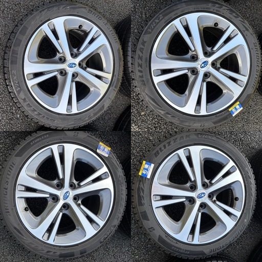 スバル レヴォーグ 純正 ホイールタイヤ 2022年製  ブリヂストン ブリザックVRX2 215/50R17 スタッドレス