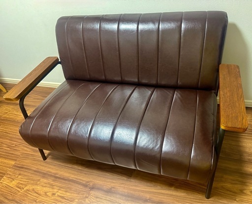 ニトリ 合成皮革ソファ 2人掛けNシールドブラウンレザー