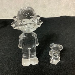 不二家　クリスタル　ガラス　ペコちゃんとポコちゃん　ドッグ　バスケット　6点の画像