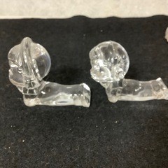 不二家　クリスタル　ガラス　ペコちゃんとポコちゃん　ドッグ　バスケット　6点の画像