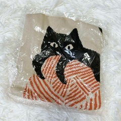 ❤️新品❤️ニットバッグ エコバッグ サブバッグ 折りたたみ コンパクト 黒猫 ネコ柄の画像