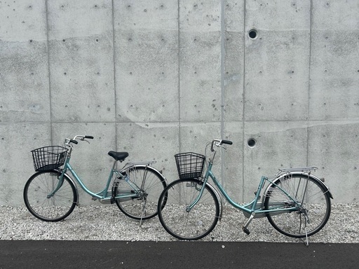 R41 【部品取り2台セット】　 ブリヂストン BU605 B5G　エブリッジ EBRIDE 26インチ 自転車　水色 学生さん ママチャリ お買い物 現状