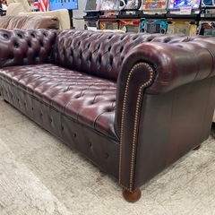 【愛品館 江戸川店 】チェスターフィールド 本革3Pソファの画像