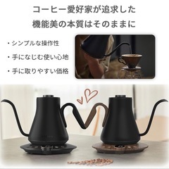 1℃単位で温度調整可能 電気ケトル ステンレス 電気ポット コーヒー ブラックの画像