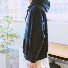 早い者勝ちBrokenBaseパーカーネイビー　　　　の画像