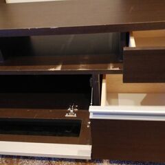 テレビ台　テレビボード　ブラウン　幅:160cm 棚付 キャスター付の画像