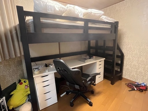 階段付きロフトベッド(シングル)