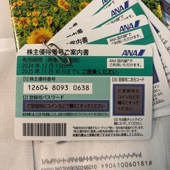 ANA 株主優待券　4枚 今年の11月30日まで　の画像