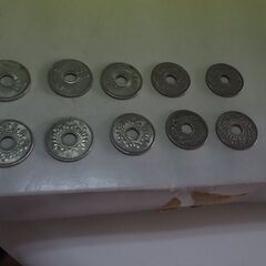 古銭、稲穂、白鴎、穴なし5円、大きな50円の画像
