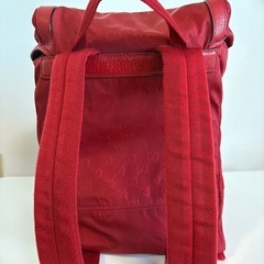 【極美品】グッチ リュック GG ロゴプレート 布地 大容量 ユニセックス 赤の画像
