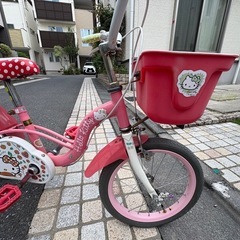 子ども　14インチ　キティ　自転車　の画像