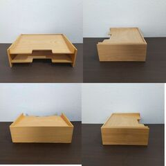 無印良品 /木製書類整理トレー・Ａ４サイズ×1個 /２段木製収納スタンド・Ａ５サイズ×2個/ 整理トレー/ 収納スタンド 書類整理/ 卓上ラック/C0EW0130　の画像