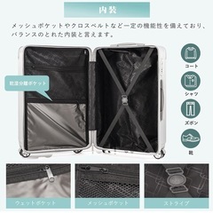 新品同様！スーツケース Mサイズ ホワイトの画像