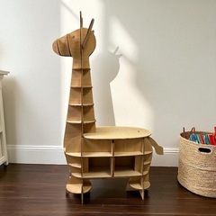 定価2万円　立体パズル 木製 ki-gu-mi Living キリン 収納付きスツールの画像