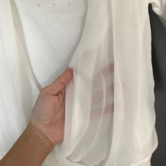 白7分袖　ブラウスの画像
