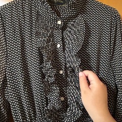 【古着】Lily & Rose フリル付きドット柄マキシドレスの画像