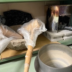 本格餅つきセット一式（石臼・杵・台・ガスコンロ・木桶・せいろ・ケース付）イベントに！の画像