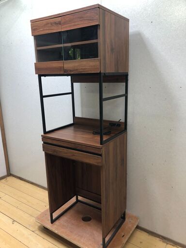 moca Cloudear キッチンボード MC-MX003CD 幅60 レンジ台 電子レンジ 食器棚 コンセント付き スチール脚 北欧調 【糸島市内 送料無料】88259-1-②-010