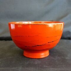 ☆美品 鎌倉彫 弥生汁椀 根来 朱色 和食器 お椀 直径11.7cm 高さ7.2cm 漆器 漆芸品 赤 札幌 北20条店の画像
