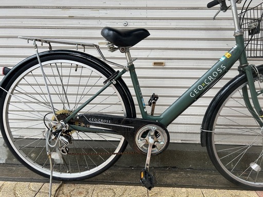 GEO CROSSママチャリ 27インチ　六段変速　カゴ付き自転車 