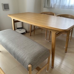 無印良品　ダイニングテーブル・ニトリのイス&ベンチの画像