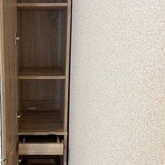 [幅29.5]全身鏡付き 隙間収納 ドレッサー 姿見 全身ミラー 収納棚 引き出し スリム 高さ181  LOWYAの画像