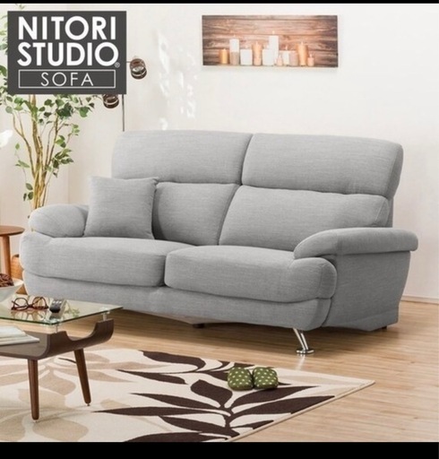 値下げカバー付き！3人掛け布張りソファ(NポケットA13 DR-BE)  美品