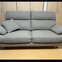 3人掛け布張りソファ(NポケットA13 DR-BE)  美品の画像