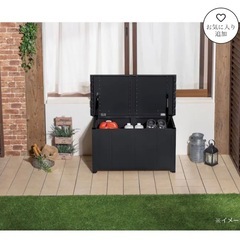 カインズ オリジナル 静かに開閉できるアルミ収納ベンチ ブラック 幅90cm 奥行45cm 高さ48cm 縁台 屋外収納の画像