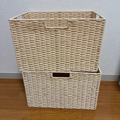 ニトリ　カゴ収納ボックス 37×23  ベージュの画像