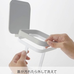 山崎実業 Yamazaki ポリ袋エコホルダー 蓋付き プレート ホワイト 美品の画像