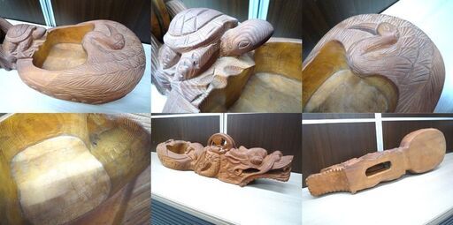 置物 オブジェ レトロ調 アンティーク風 墨壷 墨つぼ 彫刻 龍 亀 鶴